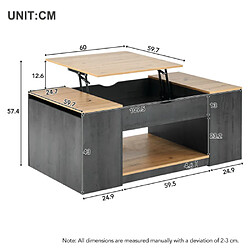 Acheter ComfortXL Table Basse Avec Fonction De Levage - 109 Cm, Structure Grise