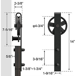 Avis Stoex 150 cm Simple Porte Quincaillerie pour La Prote Simple Coulissante de Grange En Bois Antique Roue de Base à Gros Rayons Noir Roller Kit Système de Porte avec Roulettes et Rail