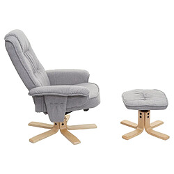 Avis Mendler Fauteuil de télé M56, fauteuil de relaxation avec tabouret, tissu ~ gris clair