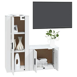 Avis Maison Chic Ensemble de meubles TV 2 pcs pour salon - Blanc Bois d'ingénierie -MN78302