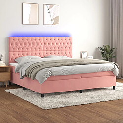 vidaXL Sommier à lattes de lit matelas et LED Rose 200x200 cm Velours