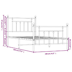 vidaXL Cadre de lit métal sans matelas avec pied de lit noir 100x190cm pas cher