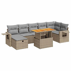 vidaXL Salon de jardin avec coussins 5 pcs beige résine tressée acacia