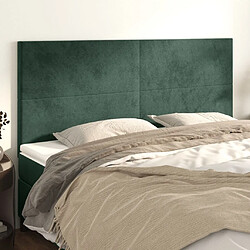 Maison Chic Lot de 4 Têtes de lit design pour chambre - Décoration de lit Vert foncé 100x5x78/88 cm Velours -MN86171