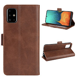 Wewoo Housse Coque Pour Galaxy A71 Double boucle Crazy Horse Business Holster de téléphone portable avec fonction de support de portefeuille de carte marron