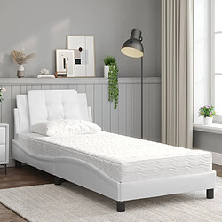 Avis Vidaxl Lit avec matelas blanc 90x200 cm similicuir