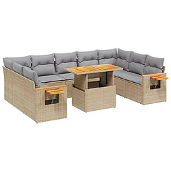 vidaXL Salon de jardin 11 pcs avec coussins beige résine tressée