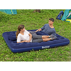 Matelas de Camping Gonflable Bestway Horizon Double 191x137x22 cm Supporte jusqu'à 300 Kg avec Gonfleur et 2 Oreillers Couleur Bleu