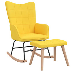 Maison Chic Chaise à bascule avec tabouret | Fauteuil Relax Jaune moutarde Tissu -GKD39171