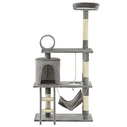 Helloshop26 Arbre à chat griffoir grattoir niche jouet animaux peluché en sisal 140 cm gris 3702125