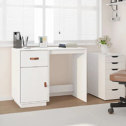 Maison Chic Bureau,Table de travail,bureau de travail pour chambre Blanc 95x50x75 cm Bois massif de pin -GKD58289