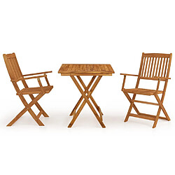 vidaXL Ensemble à manger de jardin pliable 3 pcs Bois d'acacia solide