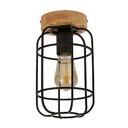 Searchlight Plafonnier Cage, Noir Mat & Bois