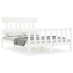 Maison Chic Cadre/structure de lit avec tête de lit pour adulte - Lit Moderne Chambre blanc petit double bois massif -MN44499