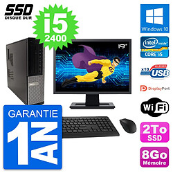 PC Dell 990 DT Ecran 19" Intel Core i5-2400 RAM 8Go SSD 2To Windows 10 Wifi - Occasion