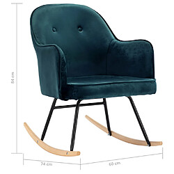 vidaXL Chaise à bascule Bleu Velours pas cher