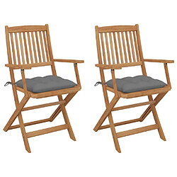 vidaXL Chaises pliables de jardin lot de 2 avec coussins Bois d'acacia