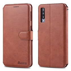 Wewoo Housse Coque Pour Galaxy A7 2018 AZNS Texture du mollet Etui en cuir avec rabat horizontal magnétique PU supportfentes cartes et cadre photo Marron