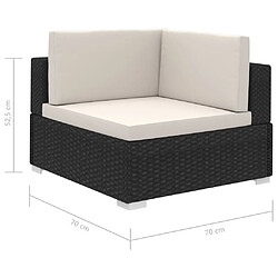 vidaXL Salon de jardin 8 pcs avec coussins résine tressée noir pas cher