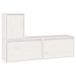 Maison Chic Meubles TV 3 pcs pour salon Blanc Bois massif de pin -MN78153