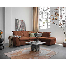 Bestmobilier Paul - canapé d'angle droit - 5 places - convertible avec coffre et têtières - en tissu Paul - canapé d'angle droit - 5 places - convertible avec coffre et têtières - en tissu - Terracotta