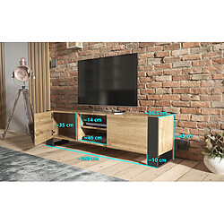 Acheter Dusine MEUBLE TV 160 CM LOVY CHÊNE AVEC PIEDS NOIR - STYLE INDUSTRIEL