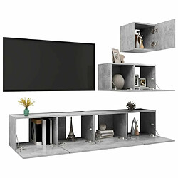 Avis Maison Chic Ensemble de meubles TV 4 pcs | Banc TV Moderne pour salon | Meuble de Rangement - Gris béton Aggloméré -MN99046