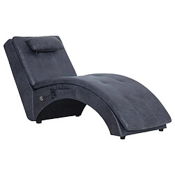 Maison Chic Chaise longue de massage avec oreiller| Bain de soleil Relax | Transat Gris Similicuir daim -GKD91880