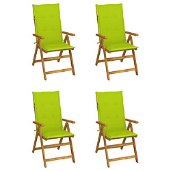 Maison Chic Lot de 4 Chaises inclinables de jardin avec coussins | chaises d'extérieur | Fauteuil Relax Bois d'acacia -GKD82282