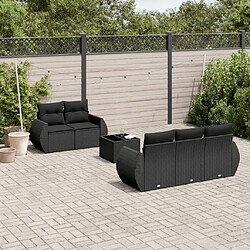 Maison Chic Salon de jardin 6 pcs avec coussins | Ensemble de Table et chaises | Mobilier d'Extérieur noir résine tressée -GKD89573