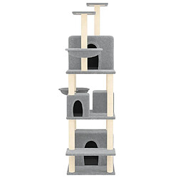 Helloshop26 Arbre à chat meuble tour grimper jouet grattage grattoir escalade plateforme avec griffoirs en sisal clair 180 cm gris 02_0022595