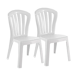 Pegane Lot de 2 chaises de jardin empilables en résine coloris blanc - Longueur 52 x Profondeur 52 x Hauteur 88 cm