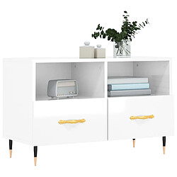 Avis Maison Chic Meuble TV scandinave - Banc TV pour salon Blanc brillant 80x36x50 cm Bois d'ingénierie -MN64379