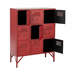 Mes Commode industrielle 9 tiroirs 86x42x113,7 cm en fer rouge pas cher