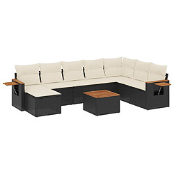 Maison Chic Salon de jardin 9 pcs avec coussins | Ensemble de Table et chaises | Mobilier d'Extérieur noir résine tressée -GKD36753