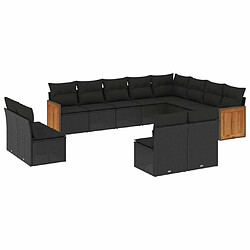 Maison Chic Salon de jardin 12 pcs avec coussins | Ensemble de Table et chaises | Mobilier d'Extérieur noir résine tressée -GKD35795