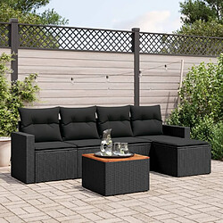 Maison Chic Ensemble Tables et chaises d'extérieur 6pcs avec coussins,Salon de jardin noir résine tressée -GKD680754