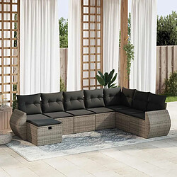 vidaXL Salon de jardin 8 pcs avec coussins gris résine tressée