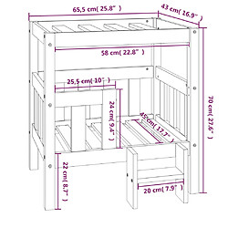 vidaXL Lit pour chien Blanc 65,5x43x70 cm Bois de pin solide pas cher