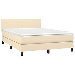 Avis Maison Chic Lit adulte- Lit + matelas,Sommier à lattes de lit avec matelas LED Crème 140x190 cm Tissu -GKD99582