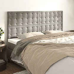 Maison Chic Lot de 4 Têtes de lit design pour chambre - Décoration de lit Gris clair 100x5x78/88 cm Velours -MN59254