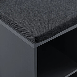 Helloshop26 Meuble à chaussures banquette banc siège en tissu polyester 103 cm gris foncé noir 03_0002848