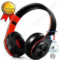 Tech Discount TD® Kuiyin KY-b7 nouveau 5.0 couleur réelle sport carte montée sur la tête radio pliant stéréo sans fil bluetooth casque rouge