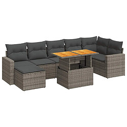 vidaXL Salon de jardin 8 pcs avec coussins gris résine tressée