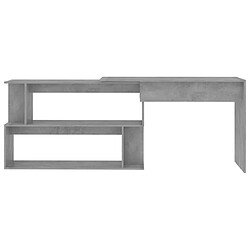 Helloshop26 Bureau table poste de travail meuble d'ordinateur informatique étude d'angle 200 x 50 x 76 cm bois d’ingénierie gris 02_0023688