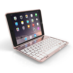 Wewoo F8SM + pour iPad mini 4 version ordinateur portable coloré rétro-éclairé en alliage d'aluminium Bluetooth clavier housse de protection or rose