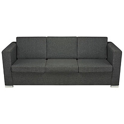 Acheter Maison Chic Canapé à 3 places,Canapé droit,Sofa de Salon,Banquette Tissu Gris foncé -GKD375942