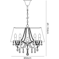 Avis Luminaire Center Suspension Olivia avec Abat jour blanc 5 Ampoules laiton antique/cristal