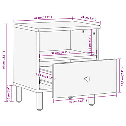 vidaXL Table de chevet noir 40x33x46 cm bois de manguier solide pas cher