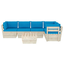 Avis Maison Chic Salon de jardin palette 6 pcs avec coussins - Table et chaises d'extérieur - Mobilier/Meubles de jardin Moderne épicéa imprégné -MN16099